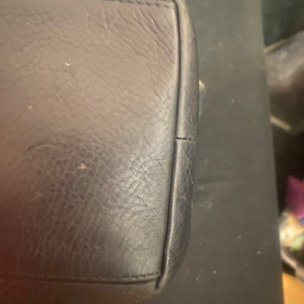 Coach Black Leather Tote with Gold Chain Accents - Picture 8 of 16